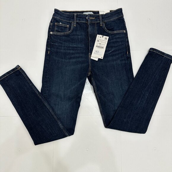 Zara High Rise Ankle Length Sculpt Jeans - Size 28/6 - Navy Blue - Picture 2 of 6